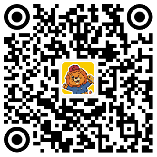 顽皮狮快游微信公众号二维码，扫码关注活动与免费时长信息